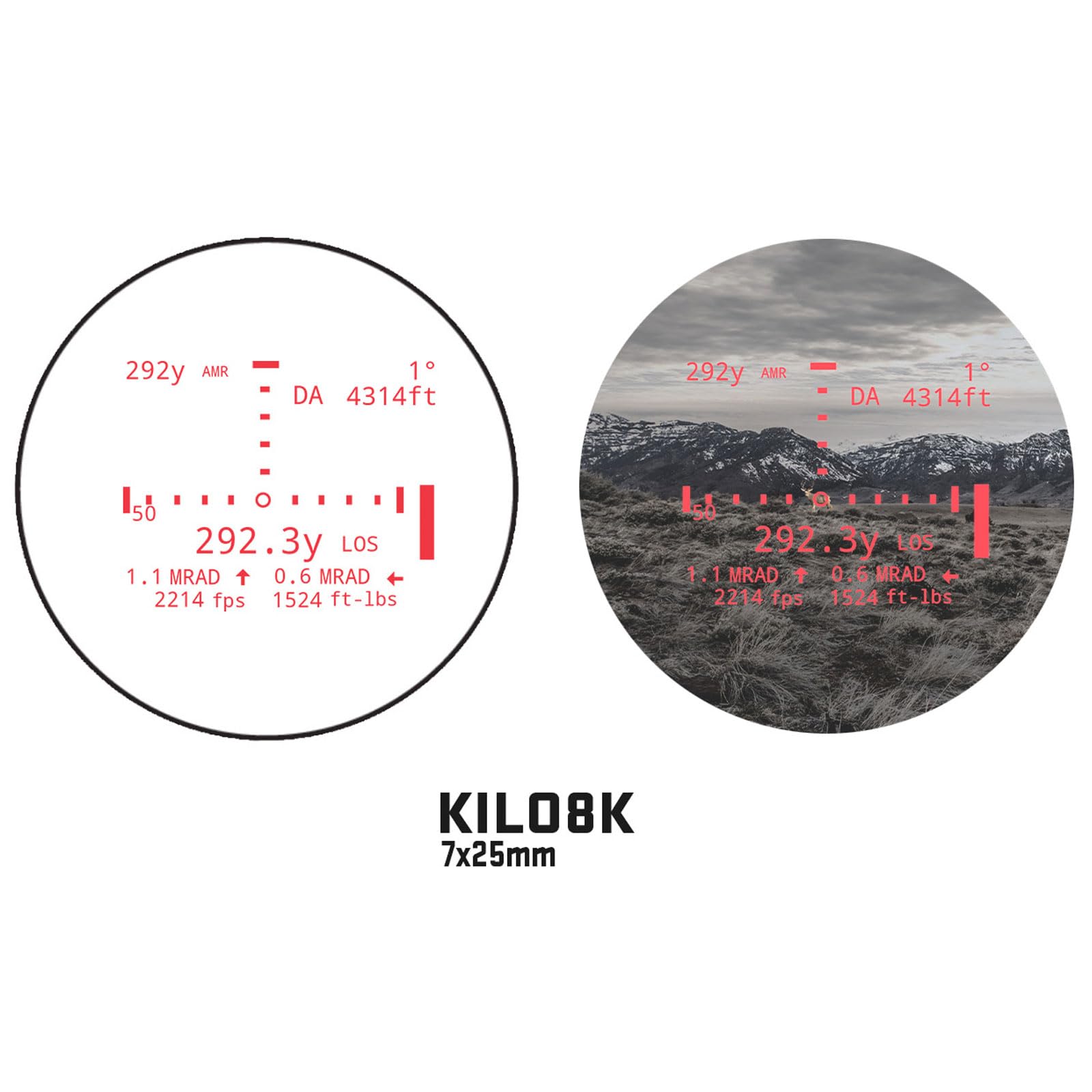 Sig Sauer KILO8K-ABS 7 x 25 mm Tactical Hunting Durable High Accuracy Up to 8000 Yards Reflective Range Digital Bluetooth Laser Monocular Rangefinder | Circle, Duplex, Box + Milling Grid Reticle - Image 6