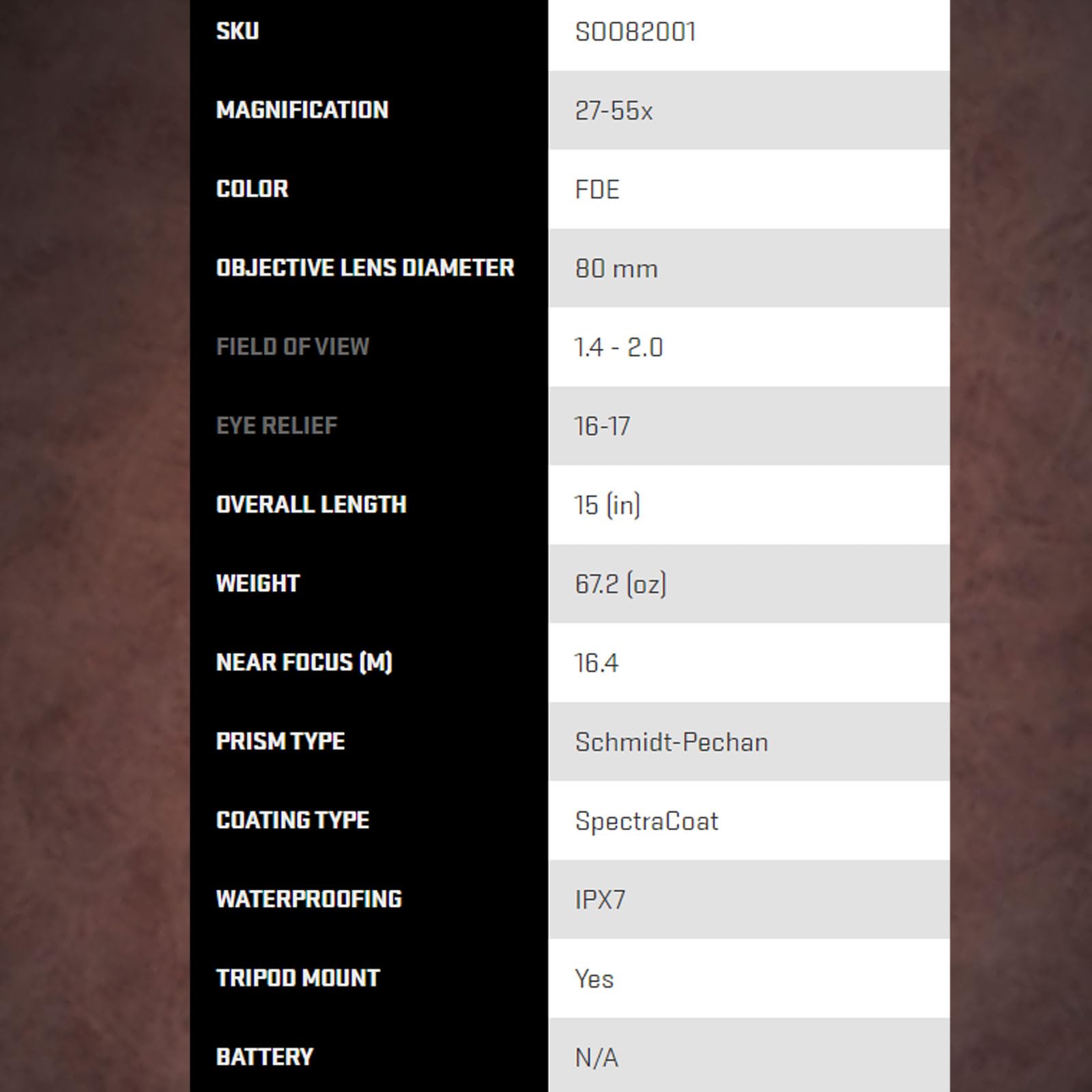 Sig Sauer OSCAR8 27-55x80mm Tactical Hunting Durable Lightweight Waterproof Fogproof 15 Inch Adjustable Aluminum Angled Monocular Spotting Scope | Neoprene Cover Included - Image 7